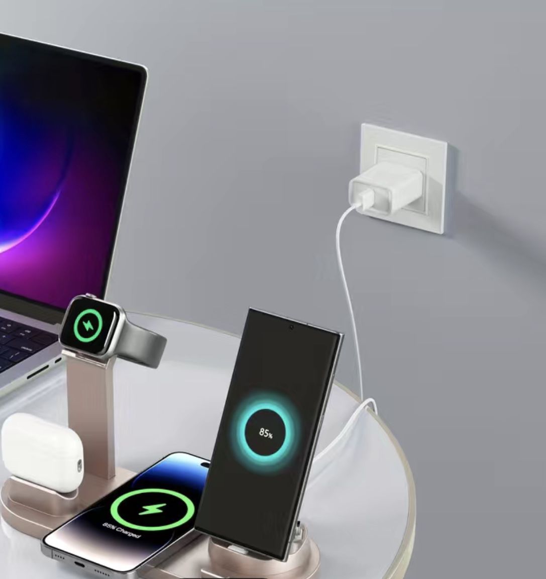 15W Fast Wireless Charging Station: Compatible With IPhone, Samsung,  & Airpods!