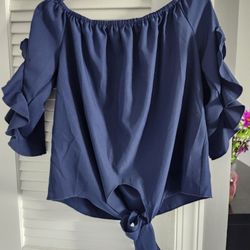 Ladies Navy Blue Shirt Nwot Size Med 