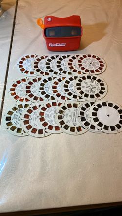 Vintage 1970’s  Red Viewmaster 3D Lever Toy Works Lot Of 18 View Master Reels 1959.1978.1967.1962.1982 Mix 