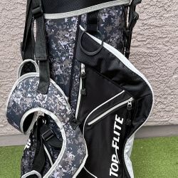 Top Flight Digi Black Camo 6 Way Divider Standing Golf Bag Club w/4 Zipper Pockets 