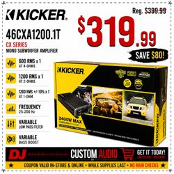 Kicker CXA1200.1 Mono Subwoofer Amplifier 2400 Watts 46CXA1200.1T CXA1200.1 🚨 Payment Options Available 🚨 No Credit Needed 🚨