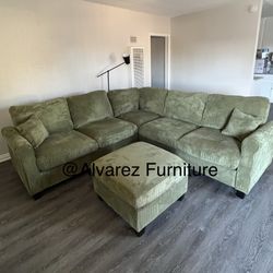 Corduroy Sectional Sofa With Ottoman 
