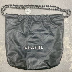 Chanel Paris Luxury Brand Bag Handbag Shoulder Black Faux Leather Womans Quilted Small Silver Tone Hardware 