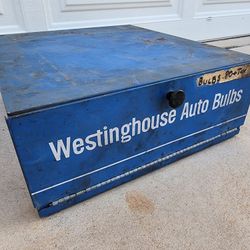 Westinghouse Auto Bulbs Vintage Garage Mancave Storage Box Cabinet Bin