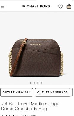 Michael Kors Brown Jet Set Travel Medium Logo Dome Crossbody Bag