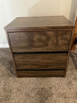 Modern Dark Wood Nightstand (3 drawers, no handles)