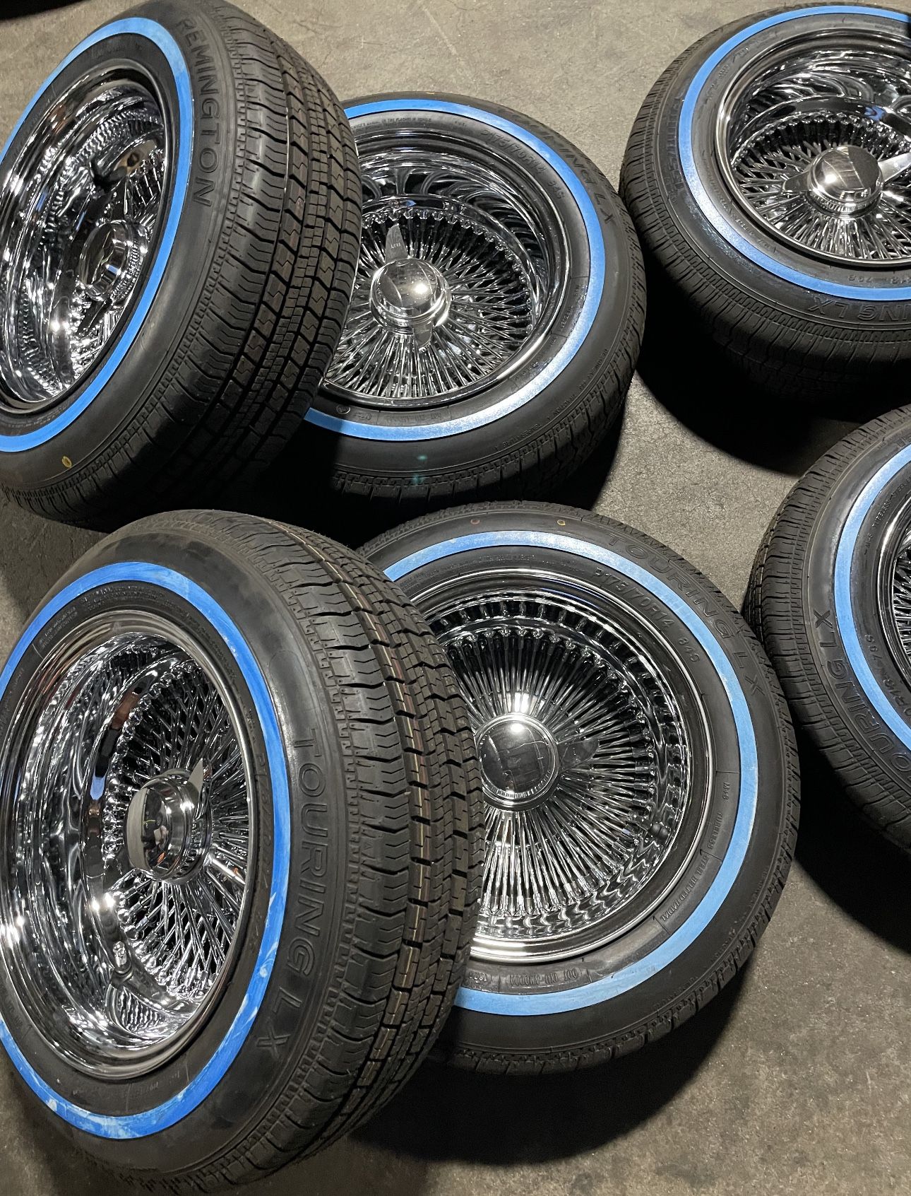 14x7 100 Spoke Reverse Wire Wheels + 175-70-14 Remington White Wall ...
