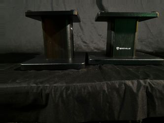 Rockville RHT8D Studio Monitor Stands, Pair, Dark Wood Desktop