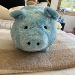 Blue Plush Pig Piggy Bank 