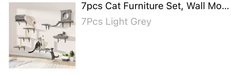 7pcs Cat Wall Furniture Set - Grey