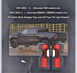 LED Tail Lights For 2019-2023 Chevy Silverado 1(contact info removed)-2023 Silverado 2500HD 3500HD Smoked Tail Lamp Red Brake Lights (Left + Right)