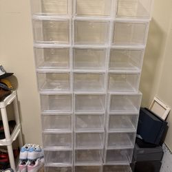 27 plastic shoe boxes