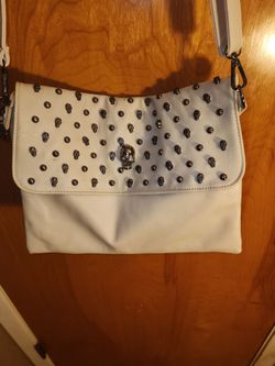 White Skull Studded Crossbody Bag