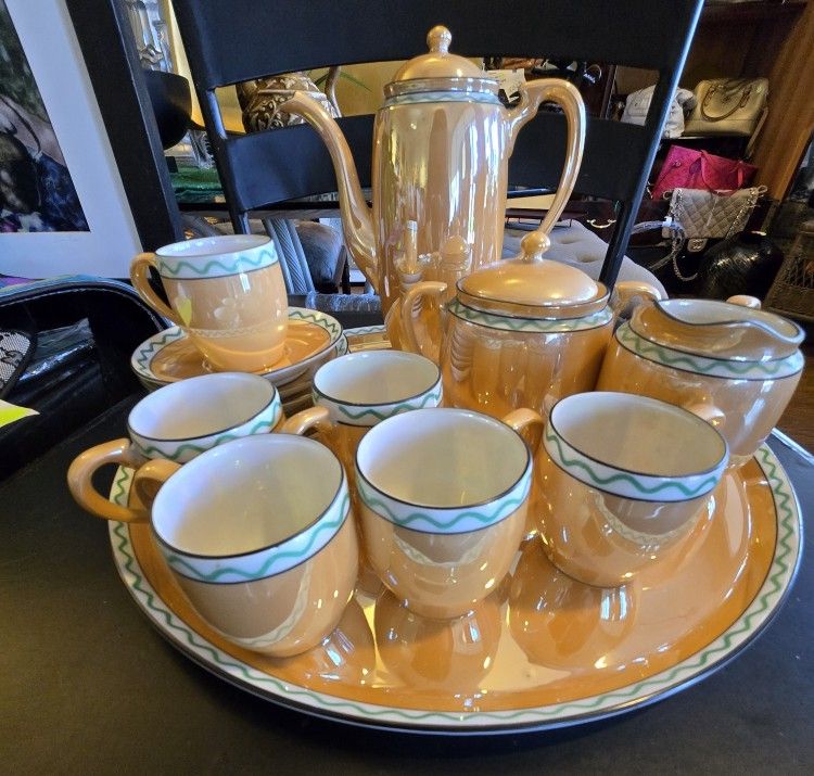 Pre-1953, 18 Piece Hand Painted Noritake Tea Set, Made in Japan-PLEASE READ DESCRIPTION