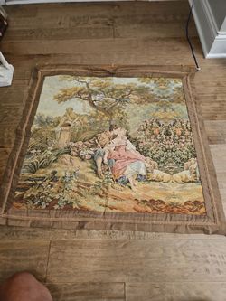 Vintage French Romantic Scene Wall Tapestry