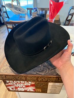 Resistol 10x Sterling Horse Black Cowboy Hat Size 7 3/8