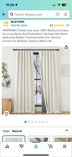 Blackout Faux Linen Curtains 50X96