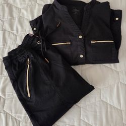 Jaanuu Scrub Set – Black, Size Small (Top & Bottom)