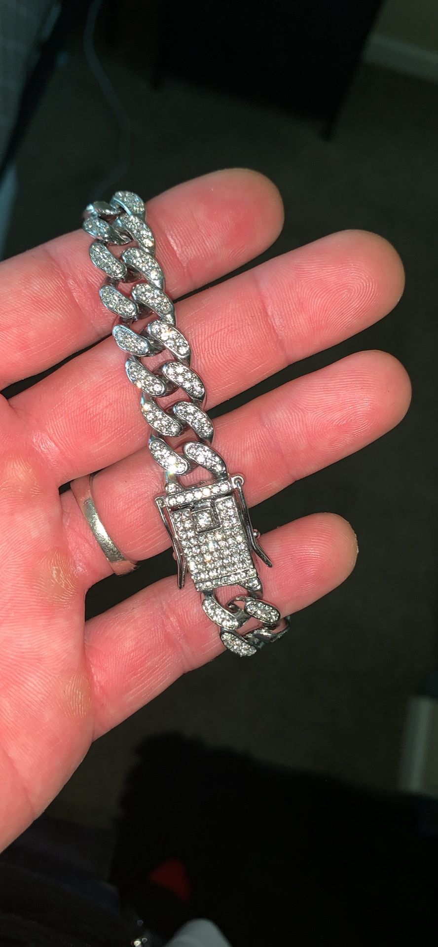 White Sapphire Cuban Style