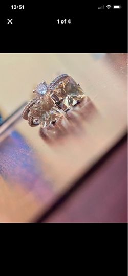Silver Tone Stone Earrings and Cubic Zirconia Sterling Silver Ring
