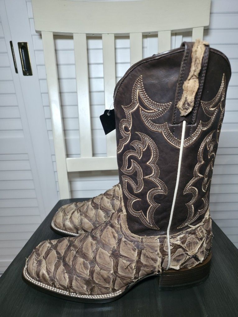 Cody James Pirarucu Western Boots Broad Square Toe BBME-224 Men Size 11 D