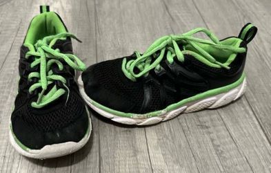 Black and Lime Green Kids Tennis Shoes