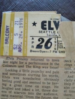 Elvis Presley Ticket Stub Seattle