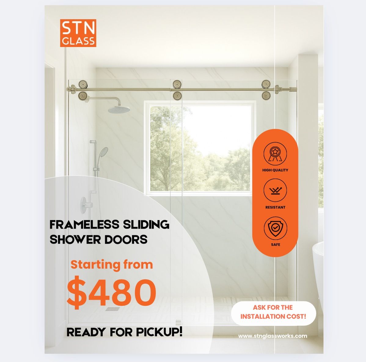 Standard Glass Shower Doors (READY TO PICK UP)