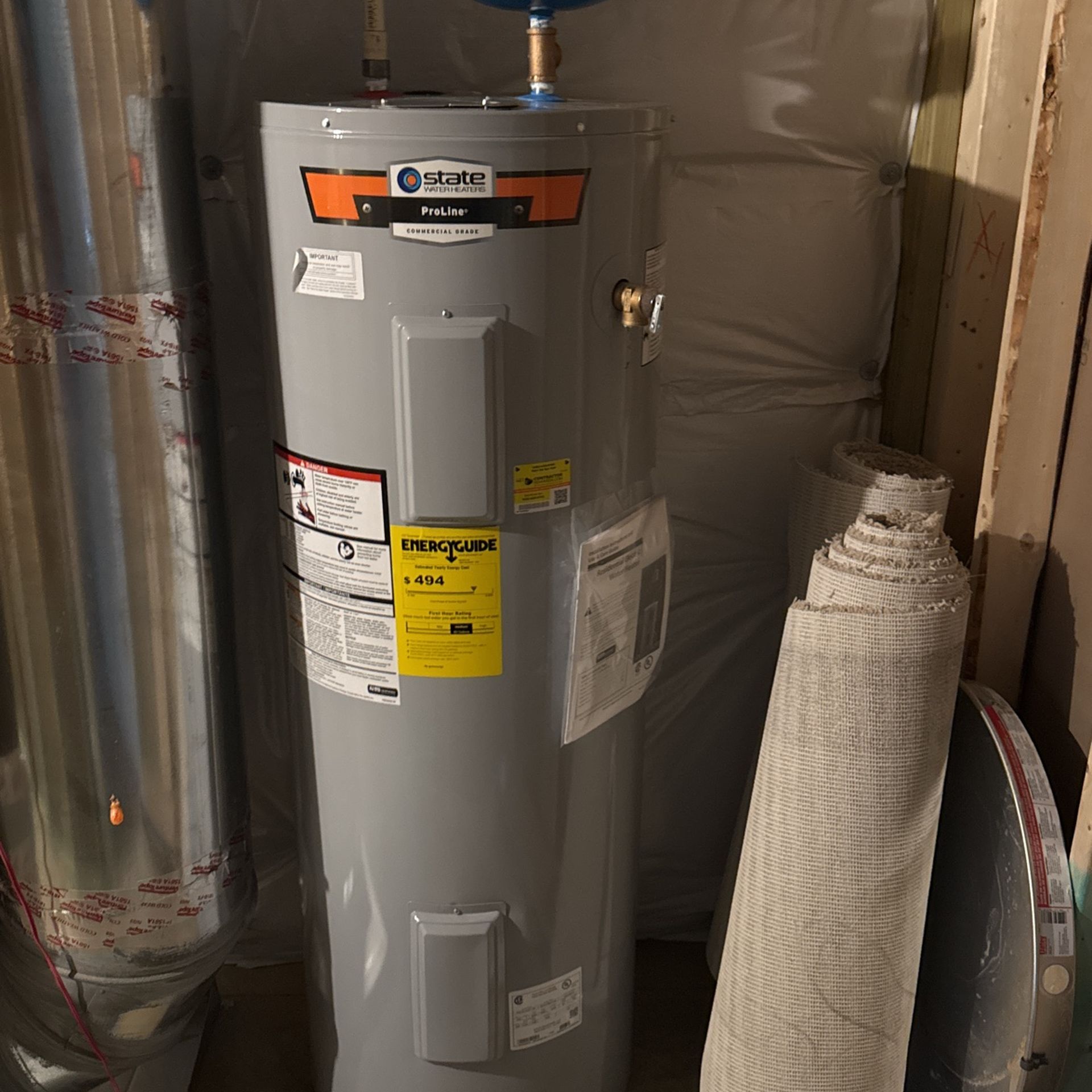 50 gallon Electric Water Heater (State Proline With Expansion Tank