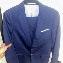 Zara NAVY BLUE Suit W/ Pants USA 34