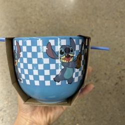 NWT licensed stitch soup bowel & chopsticks set
