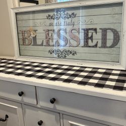 We Are Truly Blessed Picture/ Framed/Light Teal Background