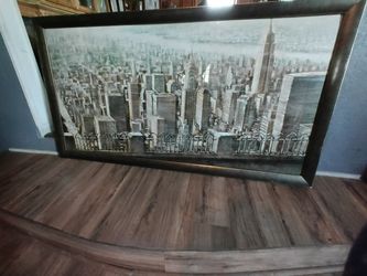 Large Charcoal Painting Of Manhattan Measurements In Picture Originally 229.95 Asking $60