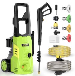 Electric Pressure Washer - Portable Power Washer with Soap-Adjustable Tank, Steel Spray Wand, 4 Pressure Tips, 6.6 FT Inlet & 23 FT Outlet Hose, 3800P