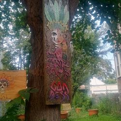 Aztec Goddess, Made On 1.5 Thick Wood. Custom Made Artwork