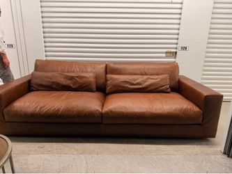 Restoration Hardware Italian Leather Low-Profile Sofa - Palm Beach Pickup