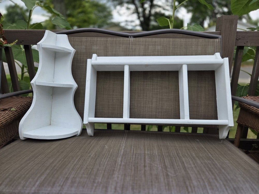 2 White Wooden Shelves