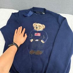 ralph lauren sweater navy blue bear