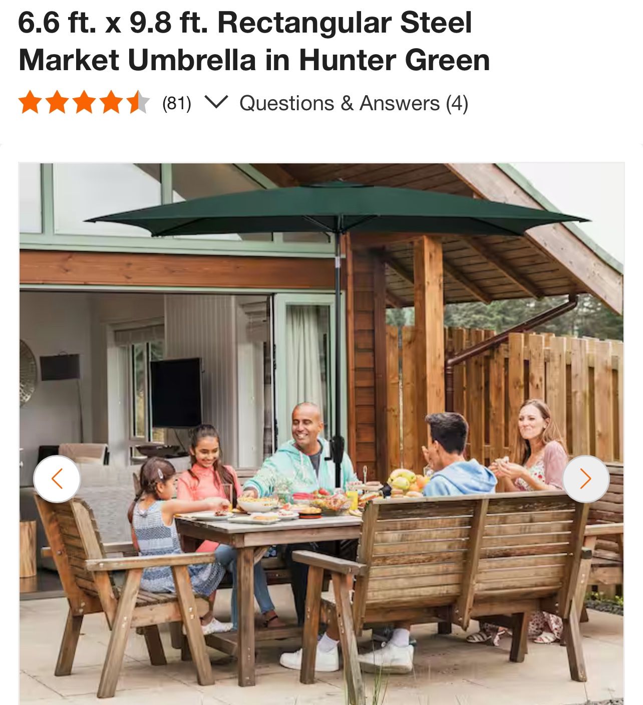 Sun-Ray 6.6 ft. x 9.8 ft. Rectangular Steel Market Umbrella in Hunter Green