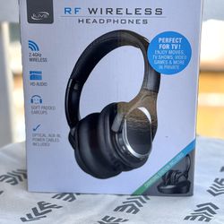 iLive Radio Frequency Wireless Headphones with Transmitter/Charging Dock, Black (IAHRF79B) New In Box