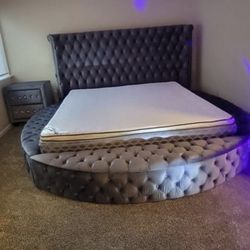 Gray Velvet Storage Bed 