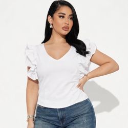White ruffle blouse (small)