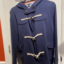 Really Nice Ladies Size Large Tommy Hilfiger Navy Blue Toggle Coat