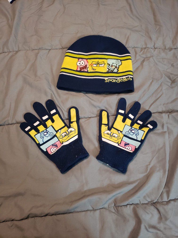 SpongeBob Beanie Cap & Gloves Set (Youth)