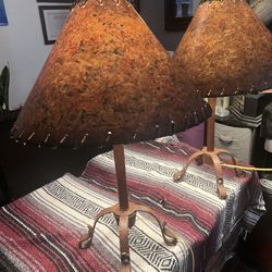 2 Rustic Western-Style Table Lamps 