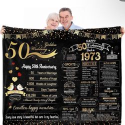 50th Anniversary Wedding Soft Flannel Throw Blanket
