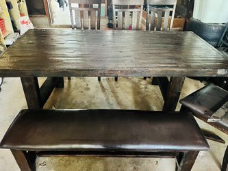 Table With 4 Chairs And A Bench