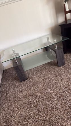 Glass Top Coffee Table with Lower Shelf