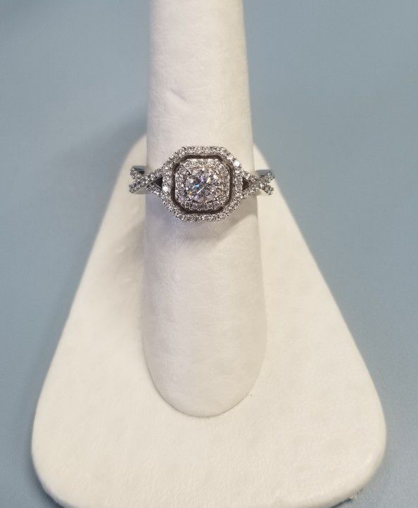 14K .75 CT Diamond Wedding Engagement Ring Anillo Oro Blanco Diamantes Compromiso 