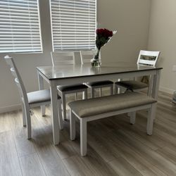 Dining Table Farmhouse Style Grey/white